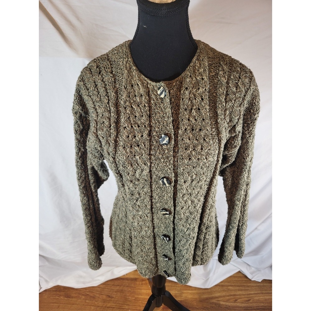 Carraig‎ Donn Made in Ireland Cotton & Linen Cardigan Size Small Brown